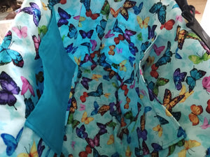 Colorful Butterflies w Blue Solid backing