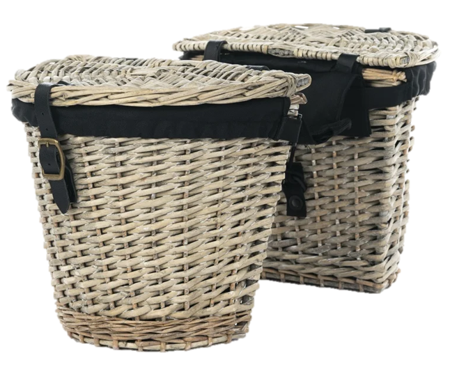 Pannier Wicker Baskets - Double - Grey