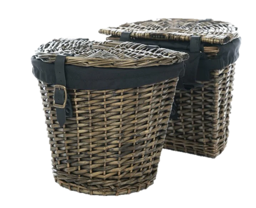 Pannier Wicker Baskets - Double - Dark Brown