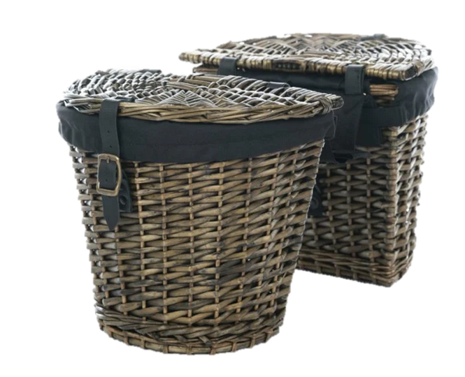 Pannier Wicker Baskets - Double - Dark Brown
